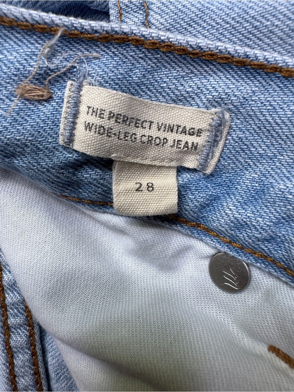 Madewell The Perfect Vintage Wide-Leg Crop Light Wash Denim Jeans - Size 28 - Picture 9 of 15